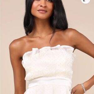 Lulus ivory strapless peplum top